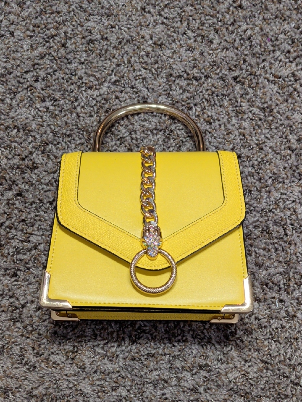 Aldo Yellow Leather‎ Top-Handle Women's Bag with Gold Hardware